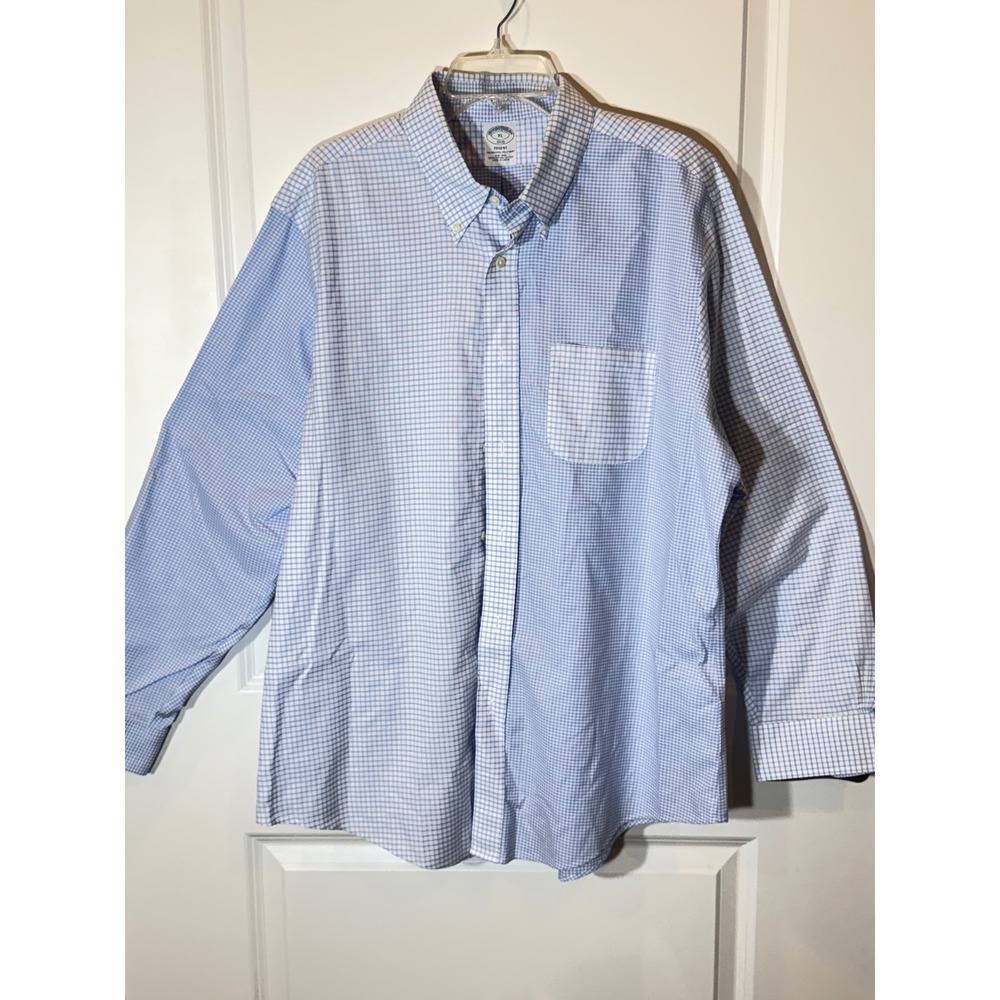Brooks‎ Brothers Regent Original Polo Shirt Blue Gingham Check Non Iron XL